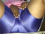 Thick African Cameltoe in Shiny Cycle Spandex Pussy Play 3