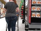 Fat ass rump BBW PAWG redhead in tight jeans 